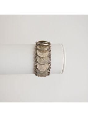 Trinidad Tobago 1 Cent Coin Bracelet Silver Tone 1966 1968 1970 1971 1972